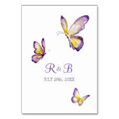Numéro De Table Numéros de tableau papillon Aquarelle violette et  (Dos)