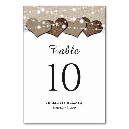 Numéro De Table Numéros de tableau Rustique Mariage Burlap et dent (Dos)