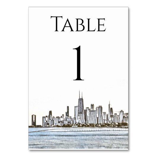 Numéro De Table Numéros de tableau Skyline de Chicago (Dos)