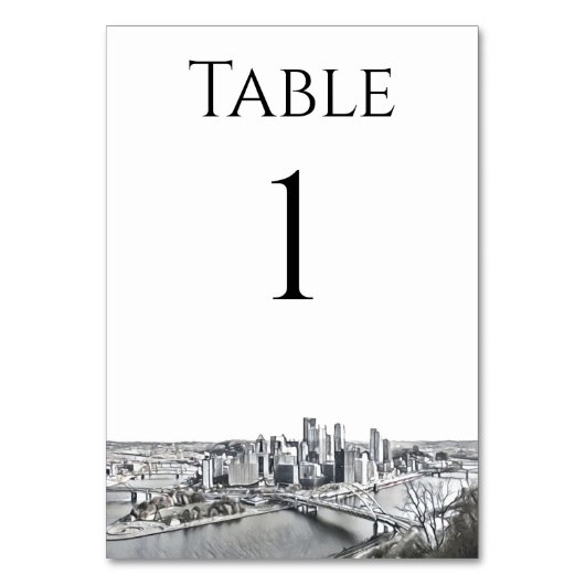 Numéro De Table Numéros de tableau Skyline de Pittsburgh (Dos)