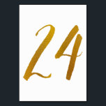 Numéro De Table Numéros de tableau - Typographie Décontractée des<br><div class="desc">Tableau Numéro 24 : Cette carte de numéro de table de script de brosse décontracté est définie dans un faux papier doré. IMPORTANT : L'apparence du papier peint est un effet imprimé. Ce n'est pas un vrai papier d'aluminium. Si vous ne voulez pas cet effet, vous pouvez le supprimer comme...</div>