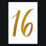 Numéro De Table Numéros de tableau - Typographie Décontractée des<br><div class="desc">Tableau Numéro 16 : Cette carte de numéro de table de script de brosse décontracté est définie dans un faux papier doré. IMPORTANT : L'apparence du papier peint est un effet imprimé. Ce n'est pas un vrai papier d'aluminium. Si vous ne voulez pas cet effet, vous pouvez le supprimer comme...</div>