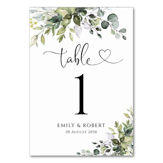 Numéro De Table Numéros de tables de mariage au eucalyptus (Par défaut)