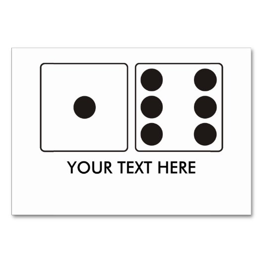 Numéro De Table Numéros DICE pips 1 + 6 + votre texte (Dos)