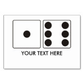 Numéro De Table Numéros DICE pips 1 + 6 + votre texte (Devant)