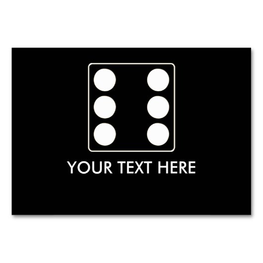Numéro De Table Numéros DICE pips blanc 6 + votre texte (Devant)