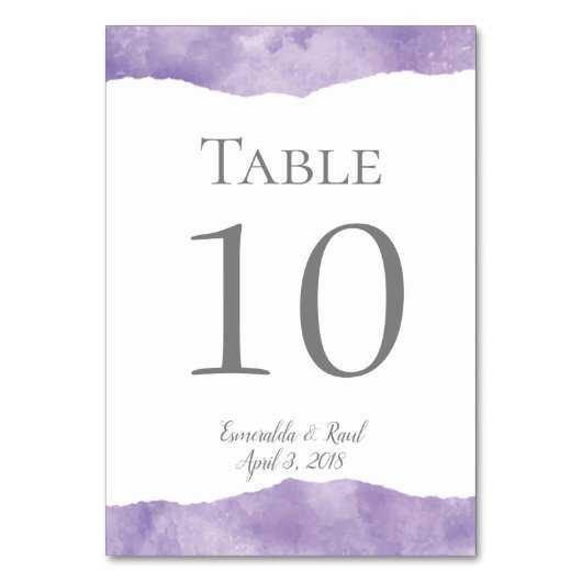 Numéro De Table Numéros du tableau Mariage d'aquarelle Lavender (Dos)