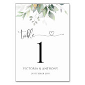 Numéro De Table Numéros du tableau Mariage de feuilles d'eucalyptu (Dos)