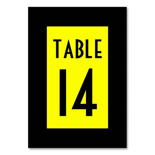 Numéro De Table Numéroté noir et jaune (Dos)