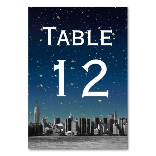 Numéro De Table NYC Large Skyline Gradient Blue Starry do-it-yours (Dos)