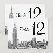 Numéro de table NYC Skyline Etched 01 (Devant / Derrière)