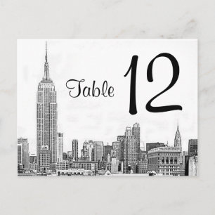 Numéro de table NYC Skyline Etched 01