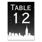 Numéro De Table NYC White Skyline Silhouette Starry Black Sky (Dos)