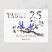Numéro de table Oiseaux de l'amour Gris Royal Bleu (Dos)