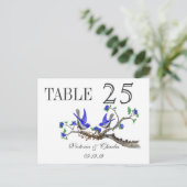 Numéro de table Oiseaux de l'amour Gris Royal Bleu (Debout devant)