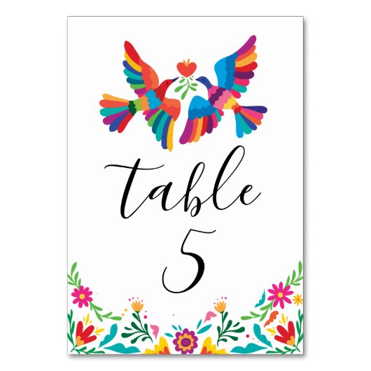 Numéro De Table Oiseaux mexicains d'inspiration vive et Mariage fl (Par défaut)