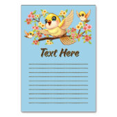 Numéro De Table Oiseaux mignons et heureux parmi les fleurs du pri (Dos)