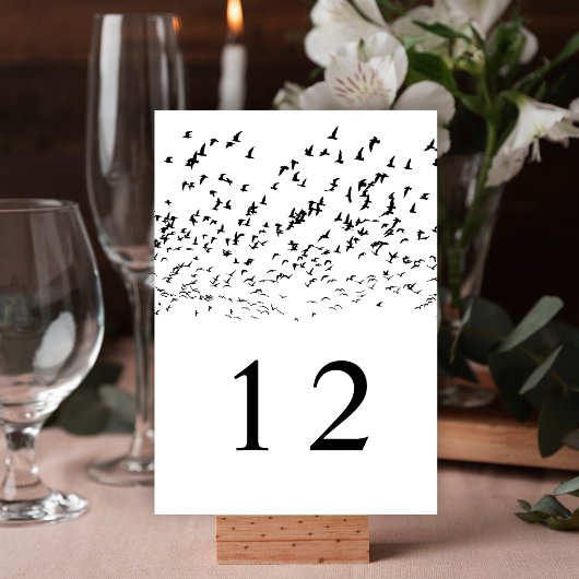 Numéro De Table Oiseaux noirs et blancs modernes d'un Mariage en p