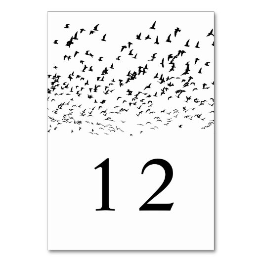 Numéro De Table Oiseaux noirs et blancs modernes d'un Mariage en p (Dos)