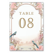 Numéro De Table Oiseaux romantiques Mariage floral rose (Par défaut)