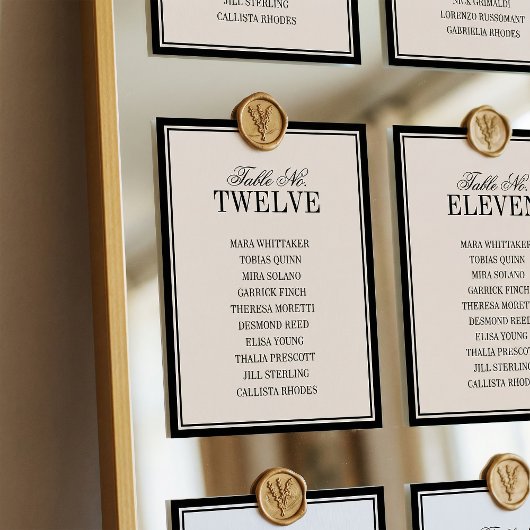 Numéro De Table Old Money Classic Luxury Black Cream Wedding