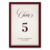Numéro De Table Old Money Modern Formal Burgundy Luxury Wedding (Dos)