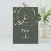 Numéro de table Olive Army vert et or Faux feuille (Debout devant)