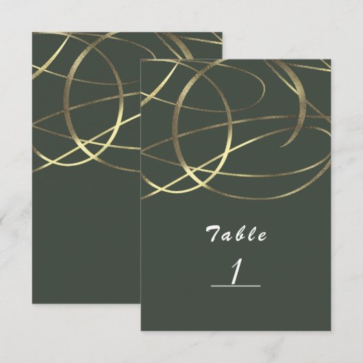 Numéro de table Olive Army vert et or Faux feuille (Devant / Derrière)