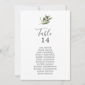 Numéro de table Olive moderne Cartes de tableau de (Devant)