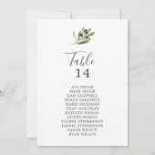 Numéro de table Olive moderne Cartes de tableau de (Dos)