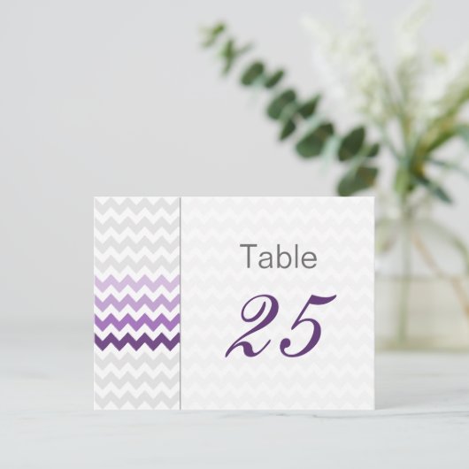 Numéro de table Ombre de mariage Mod chevron viole (Debout devant)