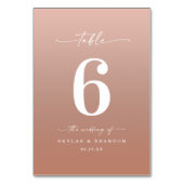 Numéro De Table Ombre en terre cuite et Mariage rose pâle (Dos)