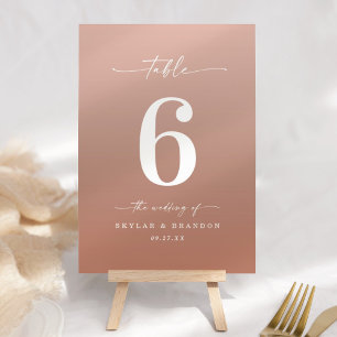 Numéro De Table Ombre en terre cuite et Mariage rose pâle