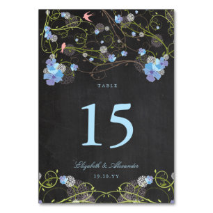 Numéro De Table Onglet de mariage floral Bleu Hibiscus Tourbillons
