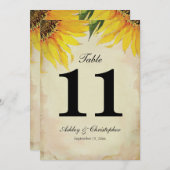 Numéro de table onze de la réception de mariage To (Devant / Derrière)