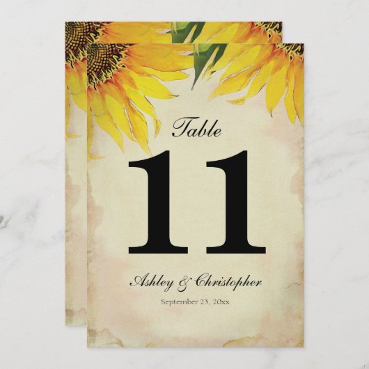 Numéro de table onze de la réception de mariage To (Devant / Derrière)