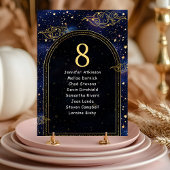 Numéro De Table Or bleu étoiles célestes plan de table de mariage