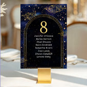 Numéro De Table Or bleu étoiles célestes plan de table de mariage