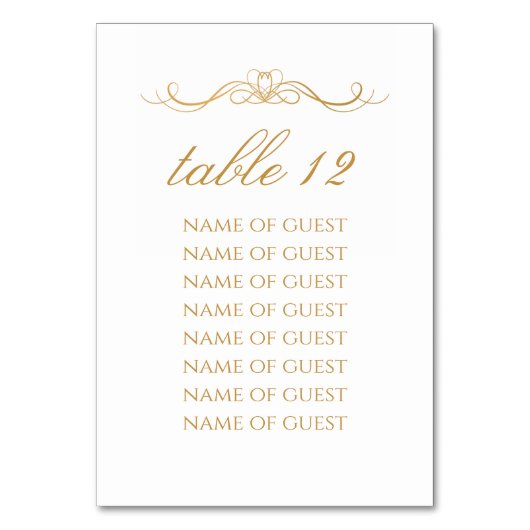 Numéro de table or élégant avec 8 noms d'invités (Par défaut)