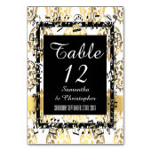 Numéro De Table Or et blanc damassé et noir (Dos)