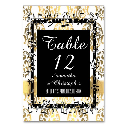 Numéro De Table Or et blanc damassé et noir (Par défaut)