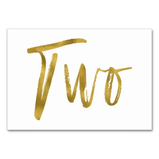 Numéro De Table Or et blanc Élégant Tableau numéro deux (Dos)