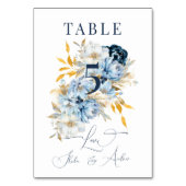 Numéro De Table Or floral bleu poussiéreux (Par défaut)