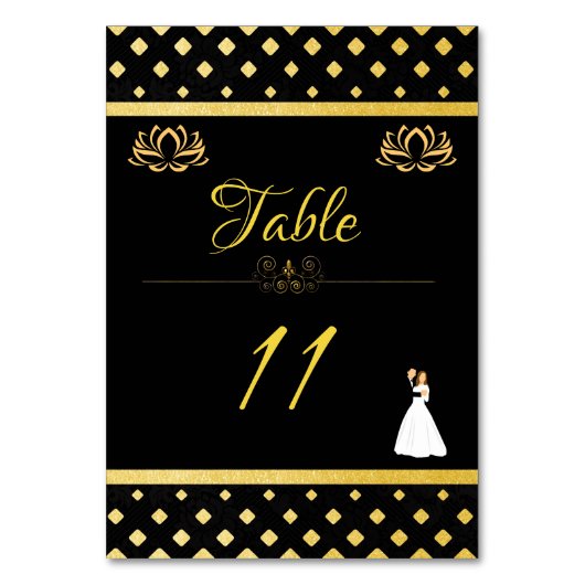 Numéro De Table Or noir (Par défaut)