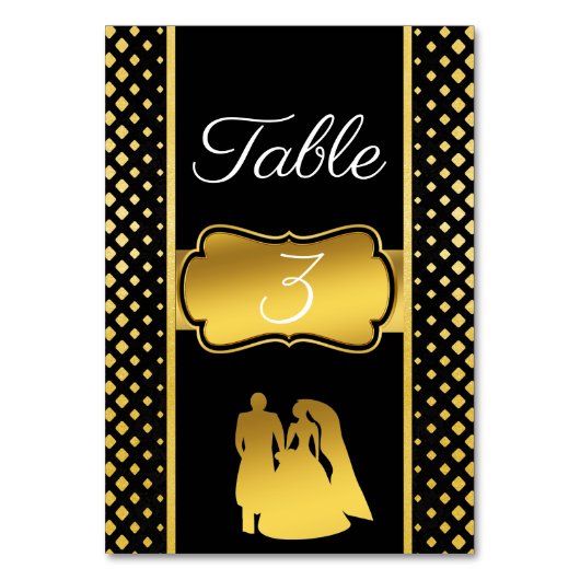 Numéro De Table Or noir (Par défaut)