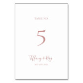 Numéro de table or Rose simple et élégant (Dos)