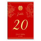 Numéro De Table Or rouge dragon phénix de mariage chinois (Dos)