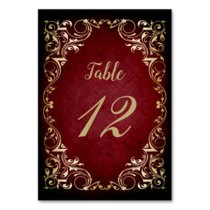 Numéro De Table Or rouge Vintage rustique