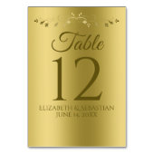 Numéro De Table Or sur Gold Elegant Filigree Flourdissant Mariage (Dos)