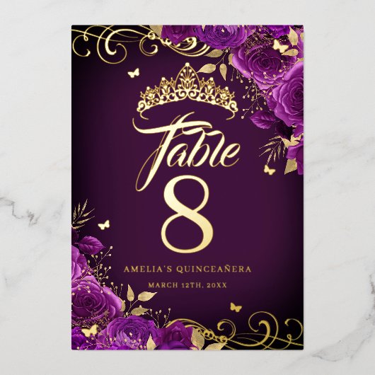 Numéro de table or Tourbillon de rose violette Qui (Recto)